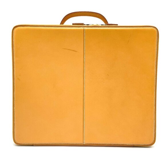 HERMES Yale light MM Briefcase Hand Bag Leather / Vache Beige - Picture 1 of 16